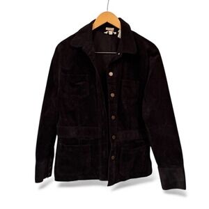 Vtg Y2K Jones Sport Women's Stretch Corduroy Button Front Jacket Black XL